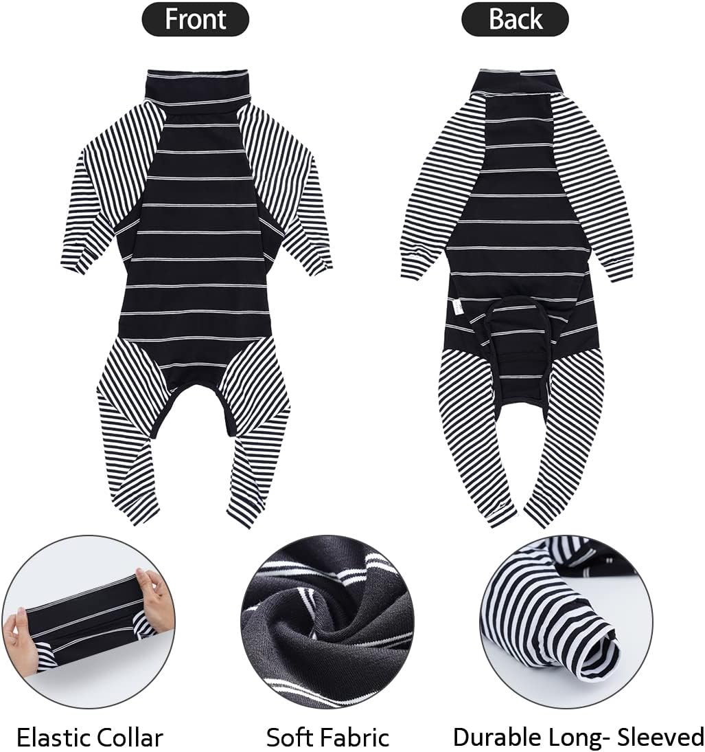 Dog Recovery Suit Abdominal Wound After Surgery Wear Prevent Licking Wounds E-Collar & Cone Alternatives Postoperative Shirt Dog Pajamas Long Sleeve Prevent Shedding (Medium (Pack of 1), Black)