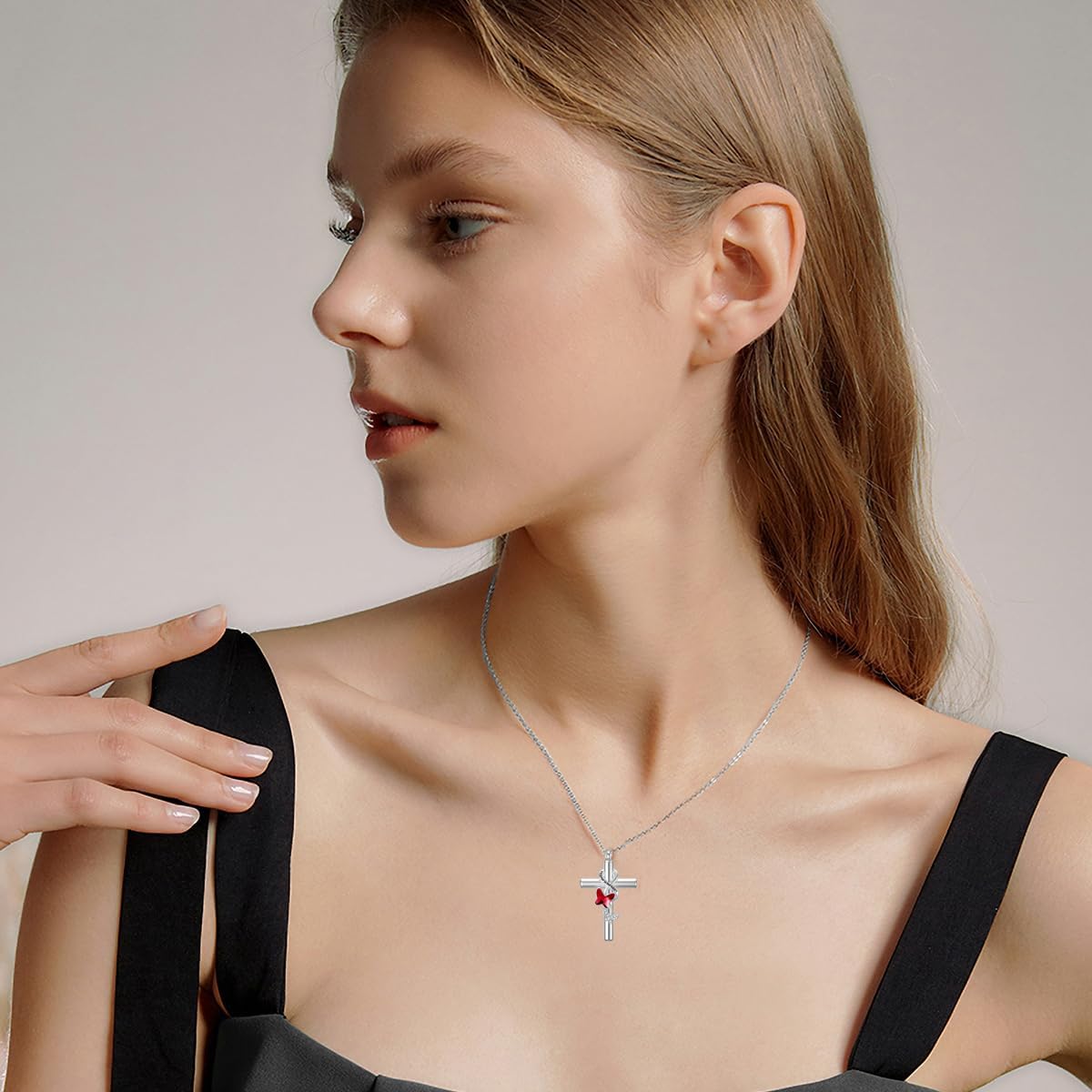 Cross Urn Necklace for Ashes 925 Sterling Silver Cremation Jewelry with Funnel Filler Kit Ashes Necklace for Human Women Girl Pets