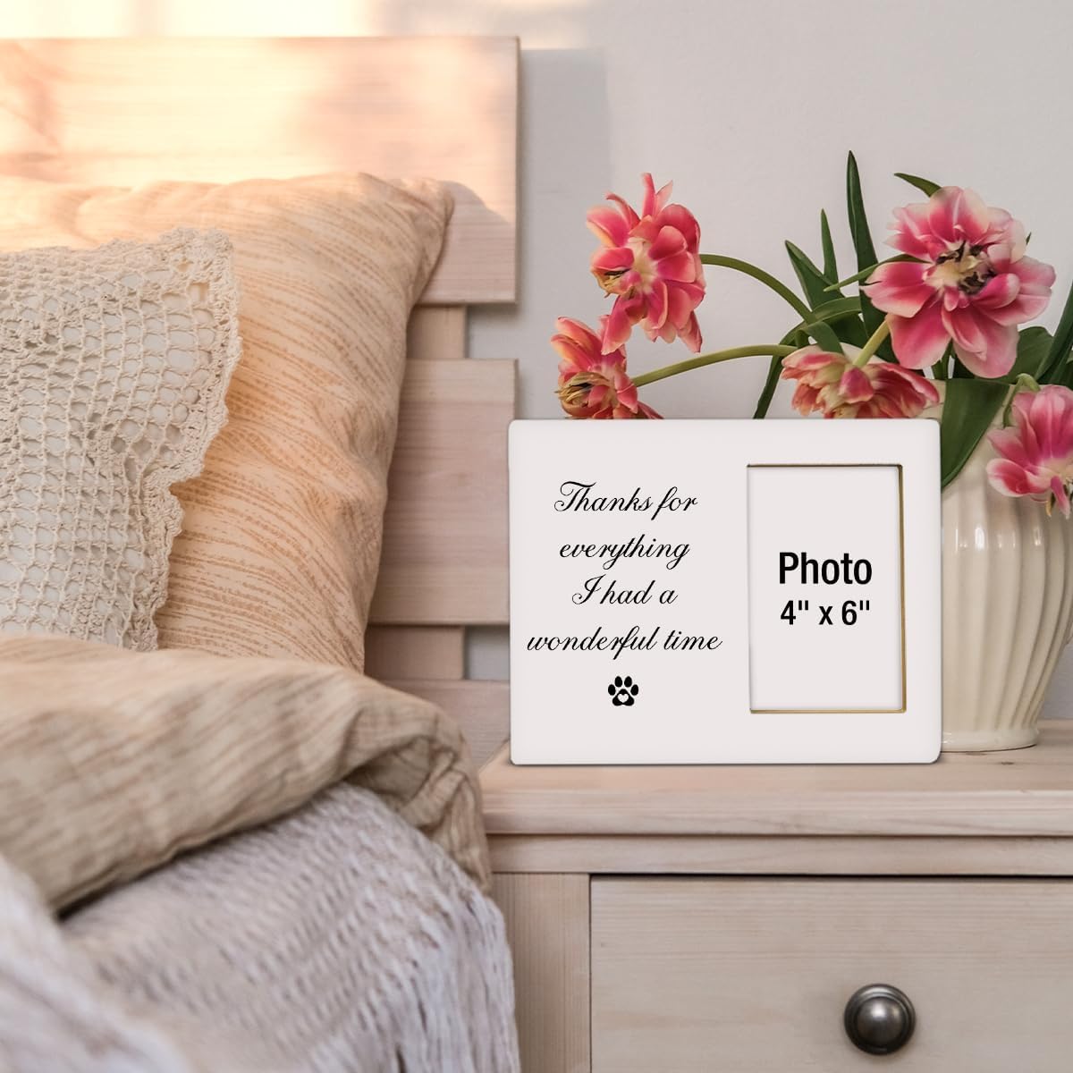 Pet Memorial Gift for Dogs Photo Frame, Dog Memorial Gifts for Loss of Dog, Cat Loss Sympathy Gifts, Thanks for Everything I Had a Wonderful Time Wooden Picture Frames, Photo 4 x 6 Inches