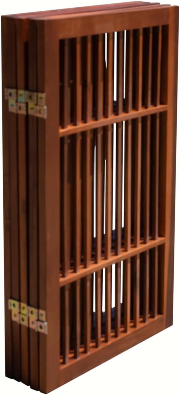 Pet Dog Gate Strong and Durable Freestanding Folding Acacia Hardwood Portable Wooden Fence Indoors or Outdoors by Urnporium (Brown Pet Gate, 5 Panel 30" Tall)