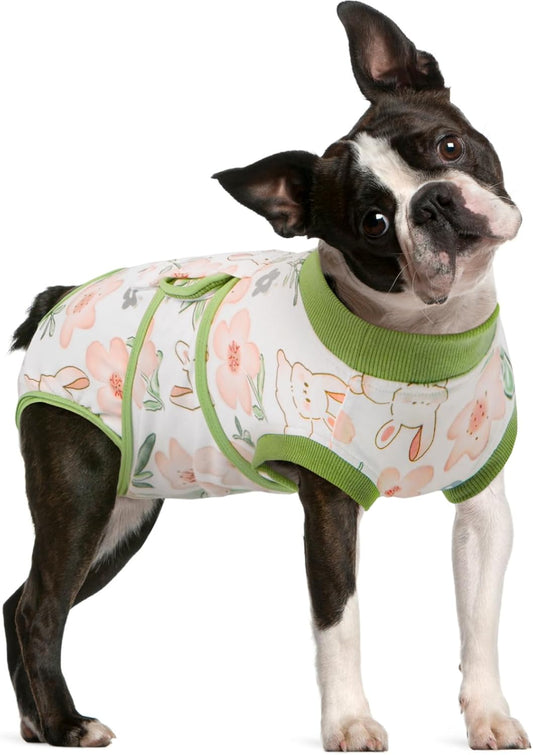 FUAMEY Dog Recovery Suit Male,Dogs Surgery Neuter Suits Puppy Spay Shirts for Female Protect Dog's Skin Anti Licking Abdominal Wounds Doggie Onesie Pet Bodysuit Alternative to Cone Rabbit Flower M