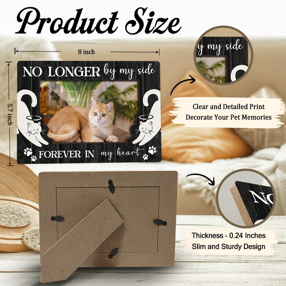 Cat Memorial Photo Frames Dog and Cat Loss Remembrance Gift Sympathy Keepsake for Pet Lovers Condolence Present for Pet Owner No Longer by my Side Forever in my Heart Picture Frames 4x6 Photo - YY006