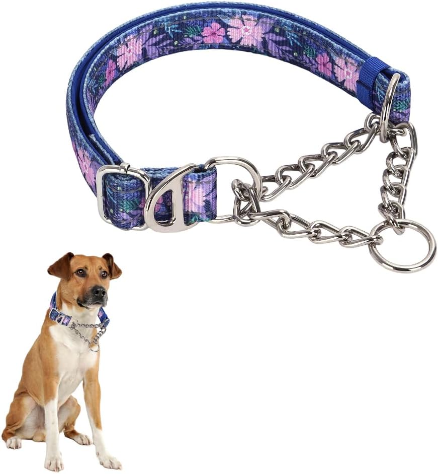 Choke Chains Large Dogs，Stainless Martingale Collar No Pull Slip Cinch Training Escape Proof Heavy Duty Dog Collar for Small Medium Large Pet Girl Female Dogs L