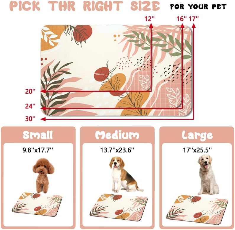 Dog Food Mats for Floors Waterproof, Pet Water Bowl Mats Pet Feeding Absorbent Placemats Bohemia Tropical Leaves 24 * 32 inch