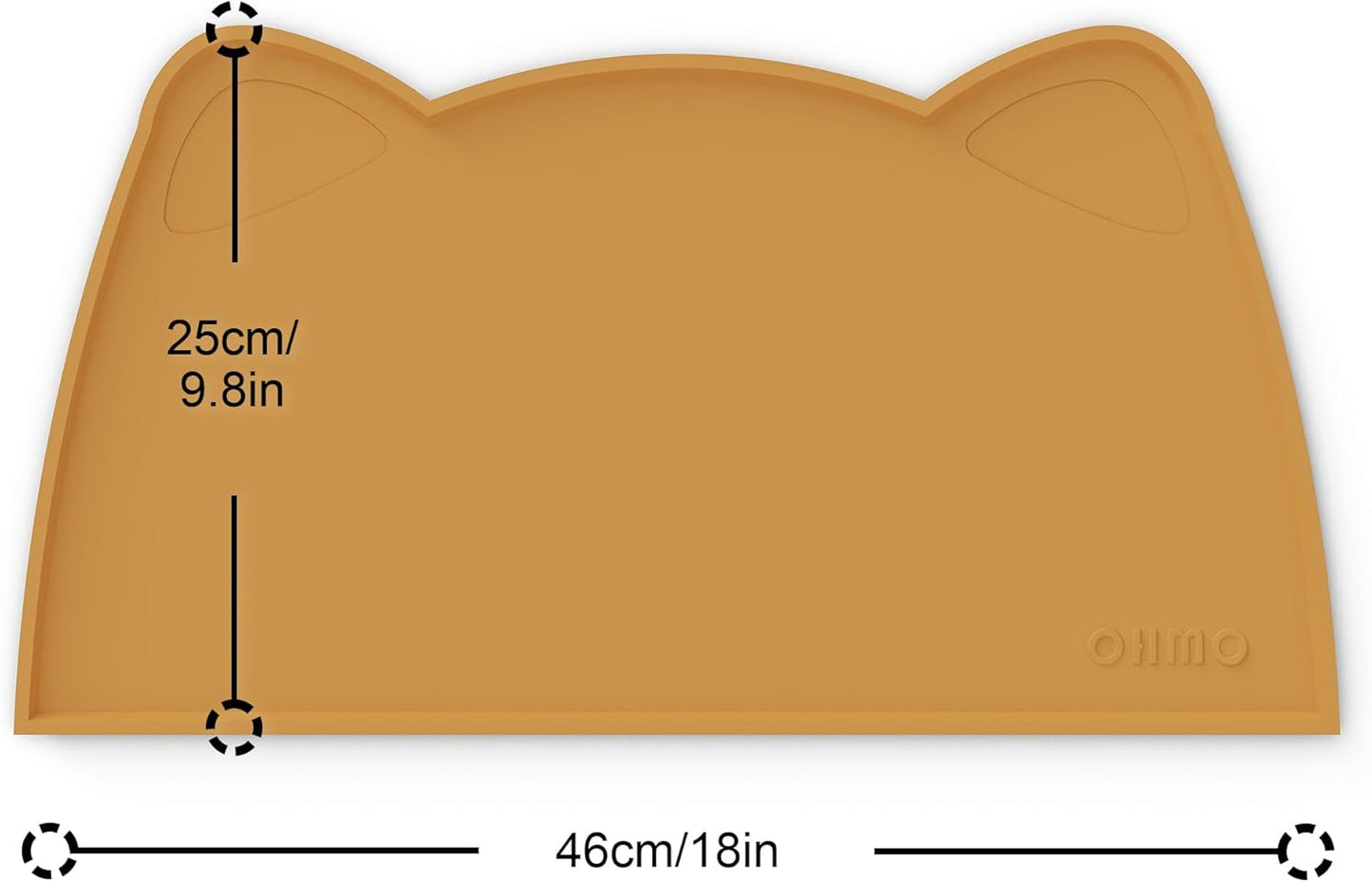 OHMO - Cat Food Mat, Silicone Pet Feeding Mat for Floor Non-Skid Waterproof Dog Water Bowl Tray, Easy to Clean Pet Placemat (Honey, 18 * 9.8'')
