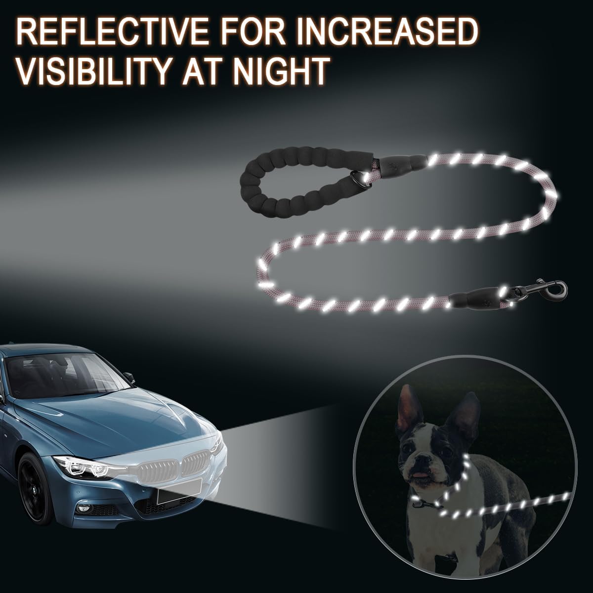 BARKBAY Dog Leashes for Large Dogs Heavy Duty Dog Leash 4/5/6 FT with Comfortable Padded Handle and Highly Reflective Threads for Medium Large Dogs Walking Training Running (4FT-1/2,Baby Pink)