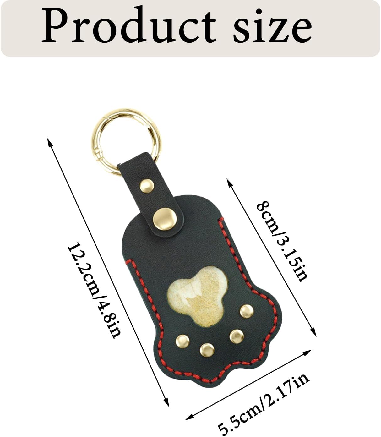 Leather Pet Memorial Keychain, Cat & Dog Hair Keychain, Cute Paw Shaped Keychain, Pet Memorial Gift for Pet Lovers, Key Holder with Collecting Pet Fur and Photo