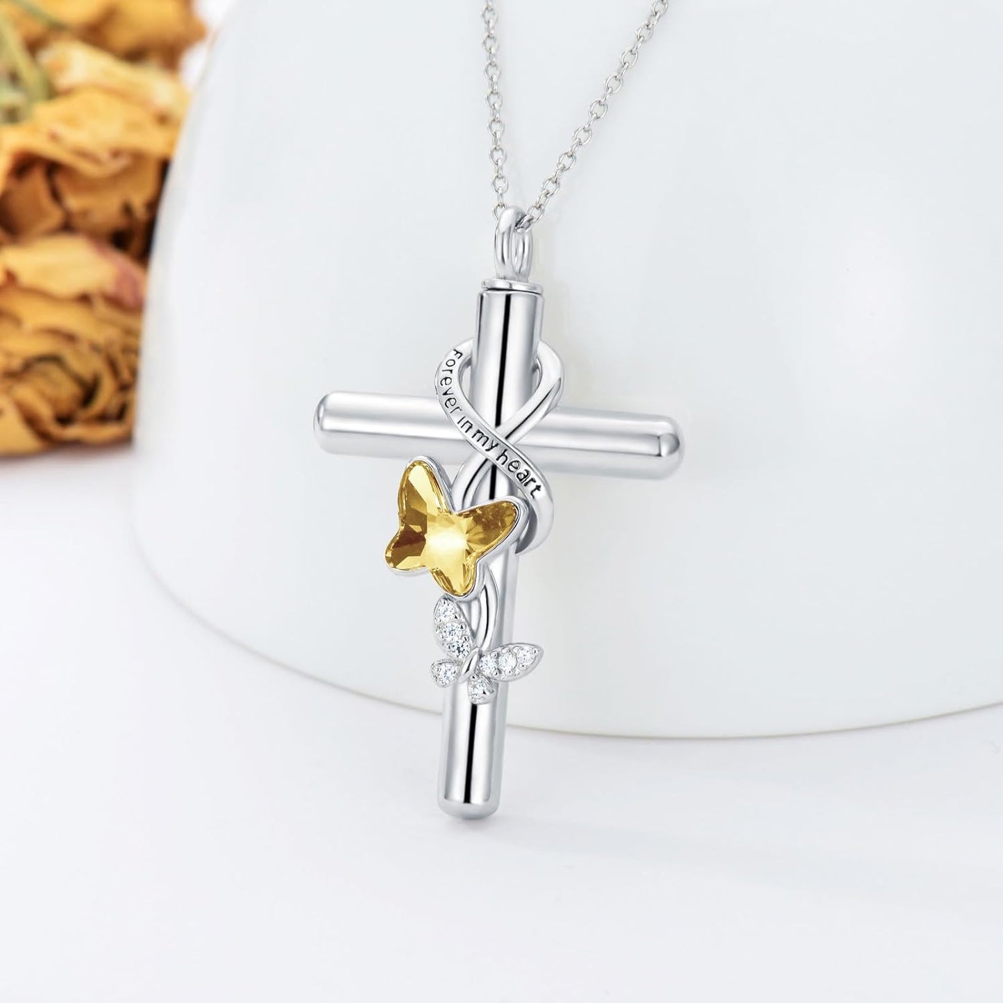 Cross Urn Necklace for Ashes 925 Sterling Silver Cremation Jewelry with Funnel Filler Kit Ashes Necklace for Human Women Girl Pets