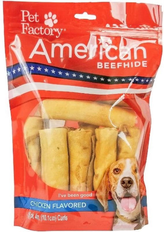 Pet Factory American Beefhide 4" Rolls Dog Chew Treats - Chicken Flavor, 10 Count/1 Pack