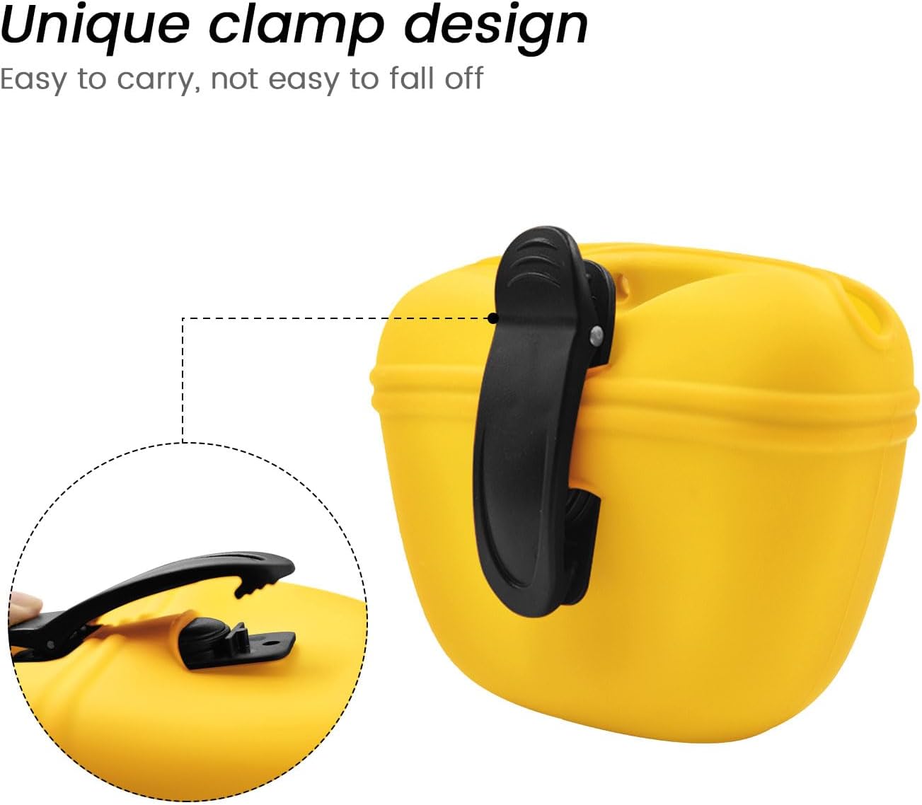 AUDWUD Silicone Dog Treat Pouch,Clip on Portable Training Container,Convenient Magnetic Buckle Closing and Waist Clip,No BPA