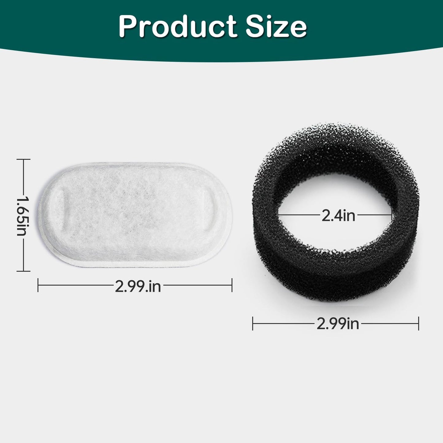 Cat Water Fountain Filters,Cat Fountain Replacement Filters for Stainless Steel 108oz/3.2L&67oz/2L Adjustable Water Flow Pet Water Fountain,Dog Water Fountain (16+16 Pack)