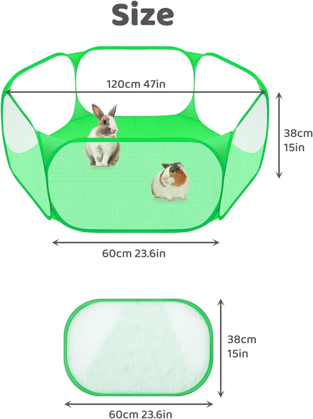 Amakunft Small Animals C&C Cage Tent, Breathable & Transparent Pet Playpen Pop Open Outdoor/Indoor Exercise Fence, Portable Yard Fence for Guinea Pig, Rabbits, Hamster, Chinchillas and Hedgehogs