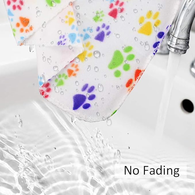 Comsmart Dog Blankets for Small Dogs, 6 Pack Puppy Blanket Cute Paw Print Pet Blanket for Dog, Puppy, Cat, Kitten, 39x31 inches, White