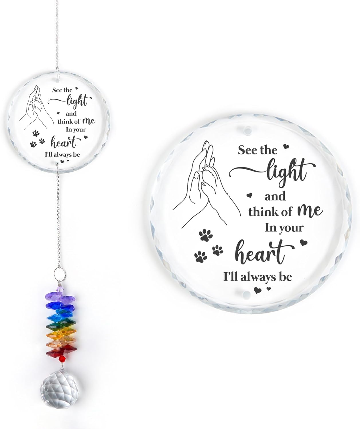 Pet Memorial Suncatcher - Dog Cat Loss Sympathy Gift - Rainbow Crystal Prism - Bereavement Keepsake - Pet Lover Gift - Daily Remembrance - Suncatcher Ornament