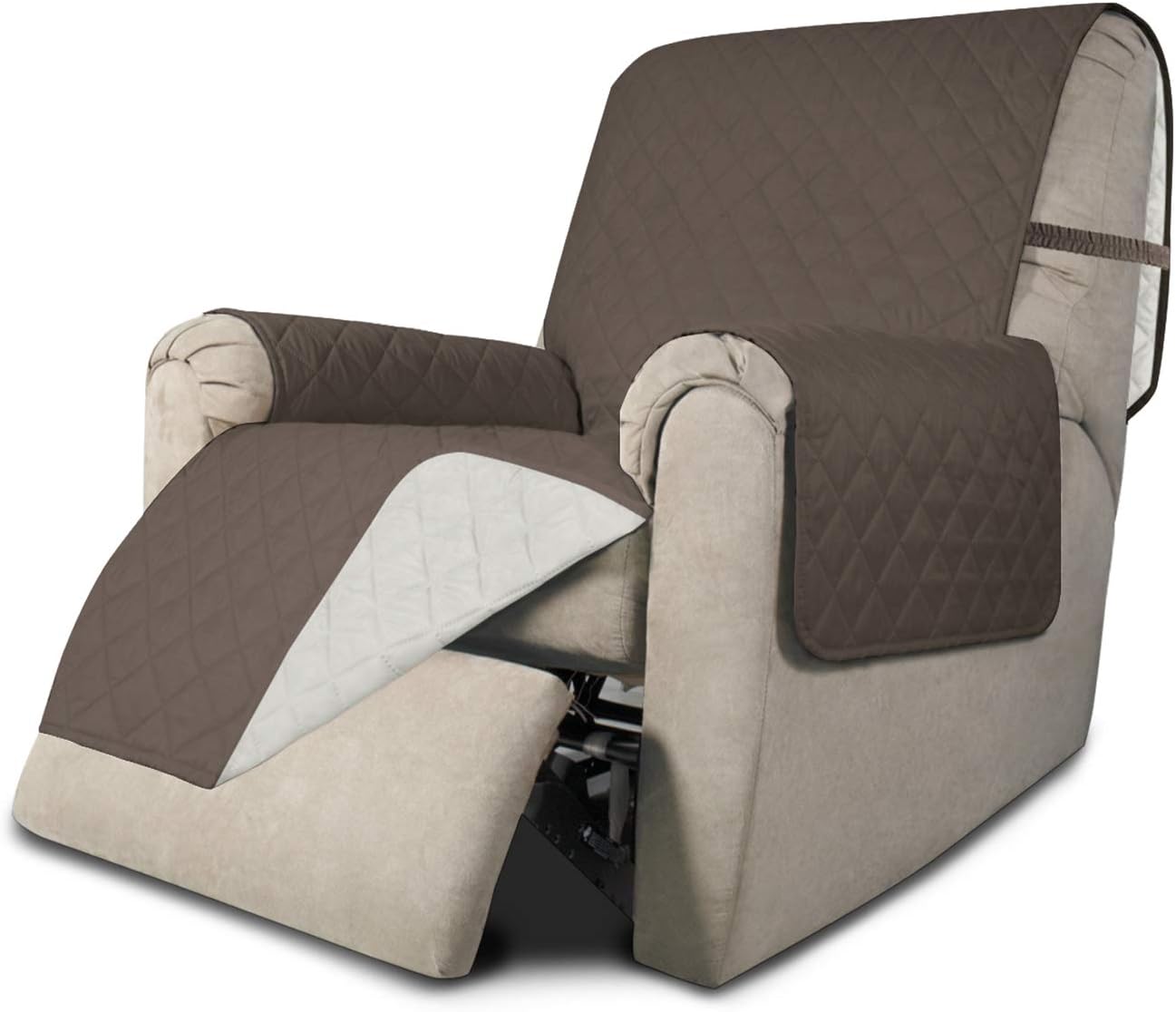 Easy-Going Recliner Sofa Slipcover Reversible Sofa Cover Water Resistant Couch Cover Furniture Protector with Elastic Straps for Pets Kids Children Dog Cat (Recliner, Taupe/Ivory)