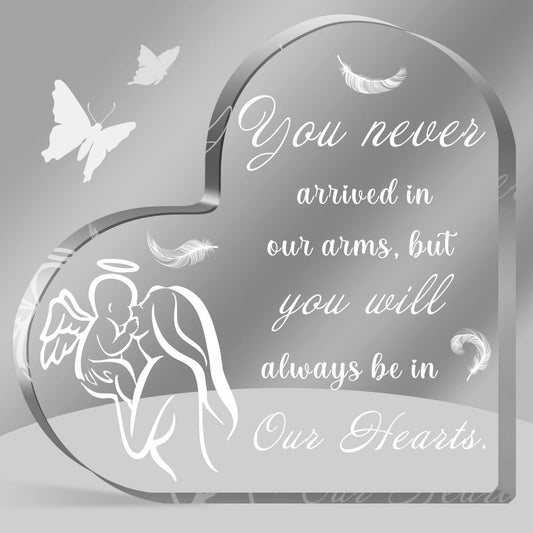 Miscarriage Gifts for Mothers, Miscarriage Condolence Gifts for Mothers, Sympathy Gift for Loss of Baby, Memorial Sorry for Loss Loving Infant, Remembrance Gift, Heart Acrylic Desk Sign, Grieving Gift