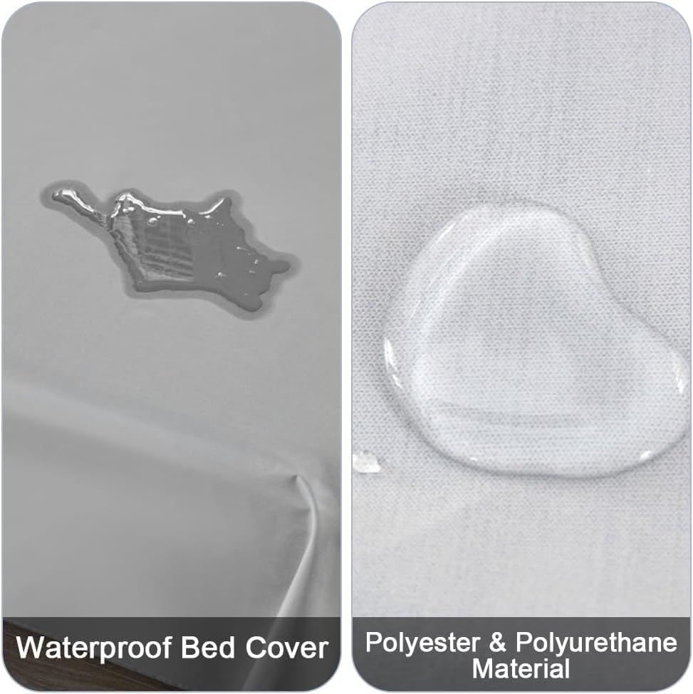 DUJUIKE Waterproof Bed Cover for Dog and Cats,Pet Hair Resistant Bed Sheet Cover, Protective Bed Liner Cover with 100% Waterproof Breathable Thin Fabric (Grey, Super King 90 * 118 inch)