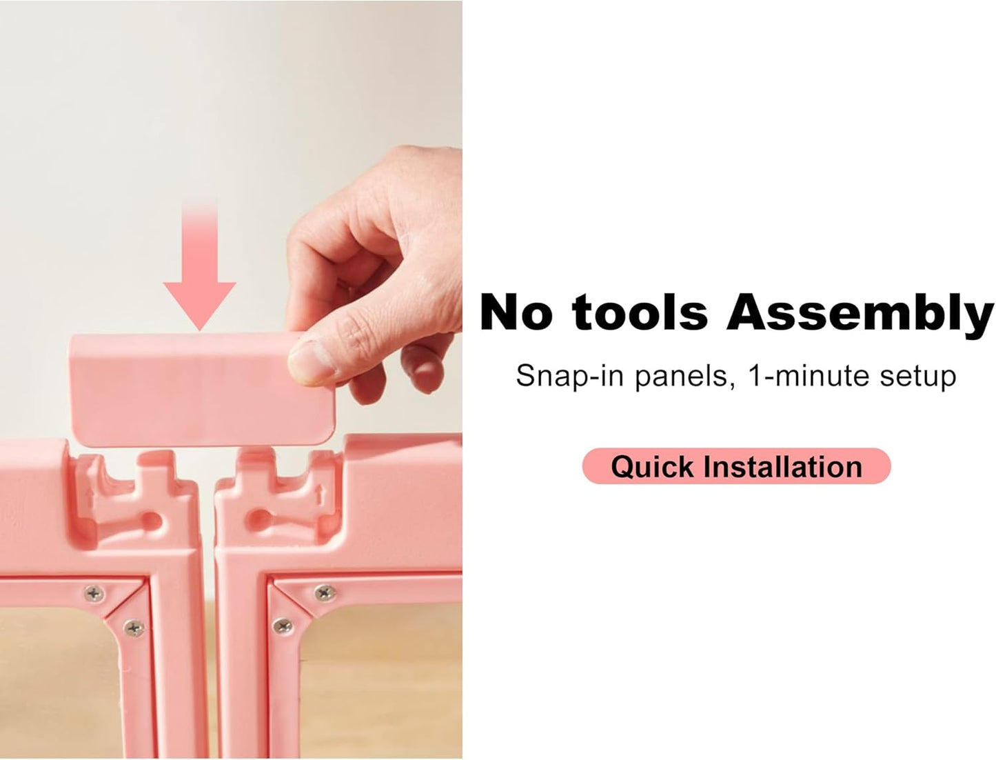 Clear Acrylic Dog Playpen Indoor, Puppy Cat Small Pet Play Pen, Pet Cat Foldable Playpen for Rabbits, Dog Fence Crate Kennel Whelping Cage (Pink, 8 Panel)