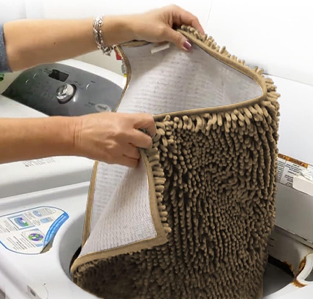 Muddy Mat® Pack of 3 Highly Absorbent Microfiber Dog Door Mat and Pet Rug, Non Slip Thick Washable Area Mat Soft Chenille for Kitchen Bathroom Bedroom and Outdoor - Beige Small, Medium & Large