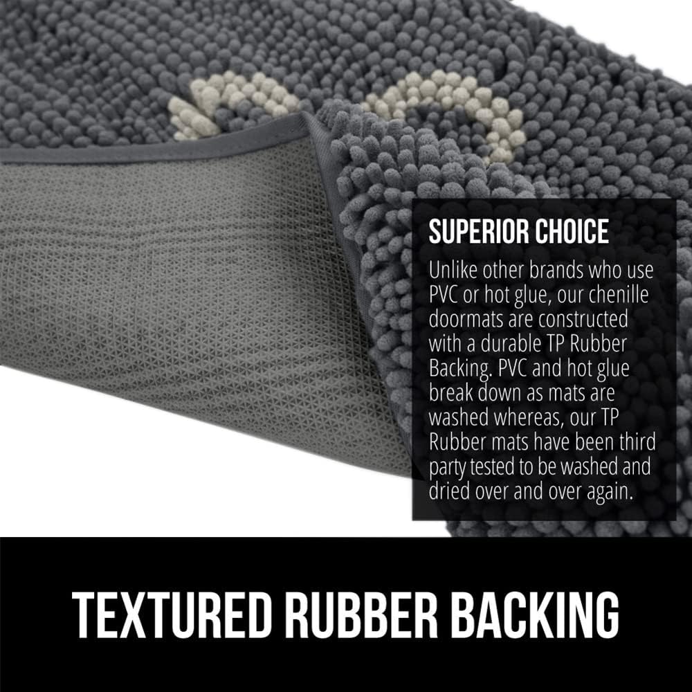 GORILLA GRIP Dog Doormat, Absorbent Doormats for Muddy Dogs Paws, Machine Washable Soakstopper Rugs, Cleaner Floors, US Designed Pet Bed Door Mat, Indoor Entrance Pets Rug, Mats 24x17 Charcoal