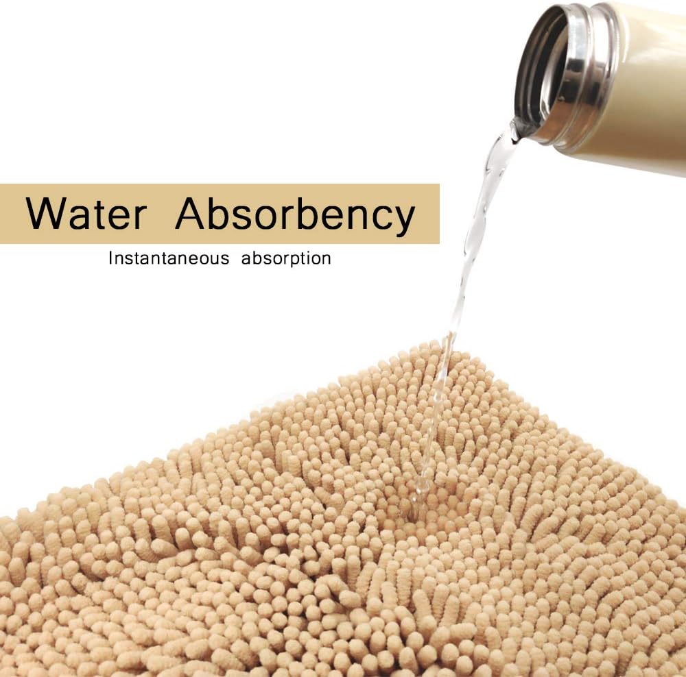 Bathroom Doormat Rugs 20 x 31 Inches Mats Doormat for Entry Home Pet Cat Bed Door Rugs Shaggy Chenille Pet Area Rugs Petbed Ultra Soft Water Absorbent Machine Washable Dry (20 x 31 Inches, Kahki)