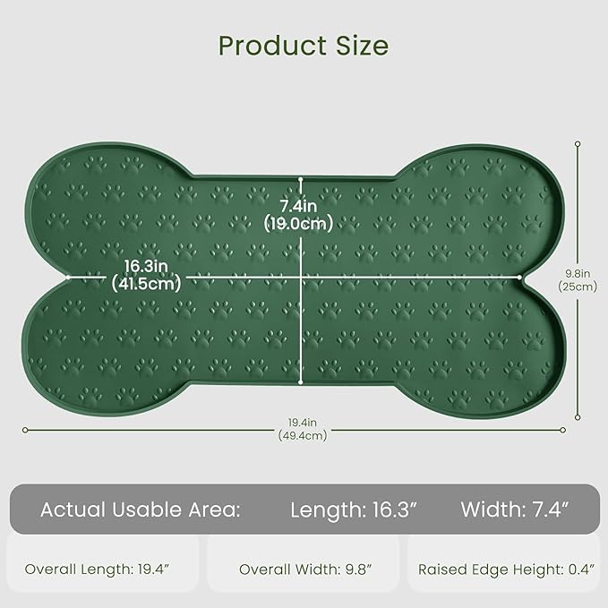 Dog Food Mat Anti-Slip Silicone Dog Bowl Mat Thicker Pet Placemat Waterproof Cat Feeder Pad with Raised Edge Puppy Kitten Feeding Mats Suitable Small Medium-Sized Dogs Cats Eating Tray