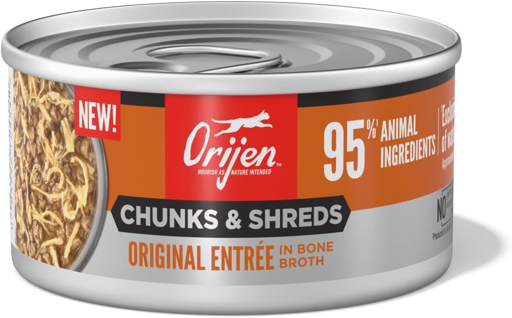 ORIJEN Chunks & Shreds Wet Cat Food Original Entrée 3oz Cans (12 Count)
