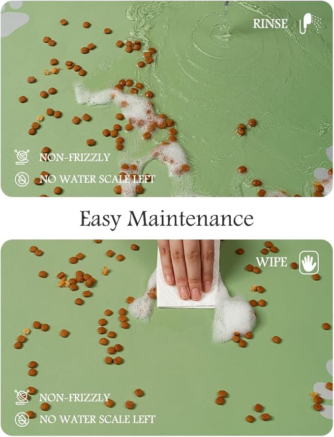 Pet Feeding Mat-Absorbent Dog Mat for Food and Water Bowl-No Stains Quick Dry Water Dispenser Mat-Dog Accessories Pet Supplies-Bowl for Messy Drinkers（Green,23"x34"