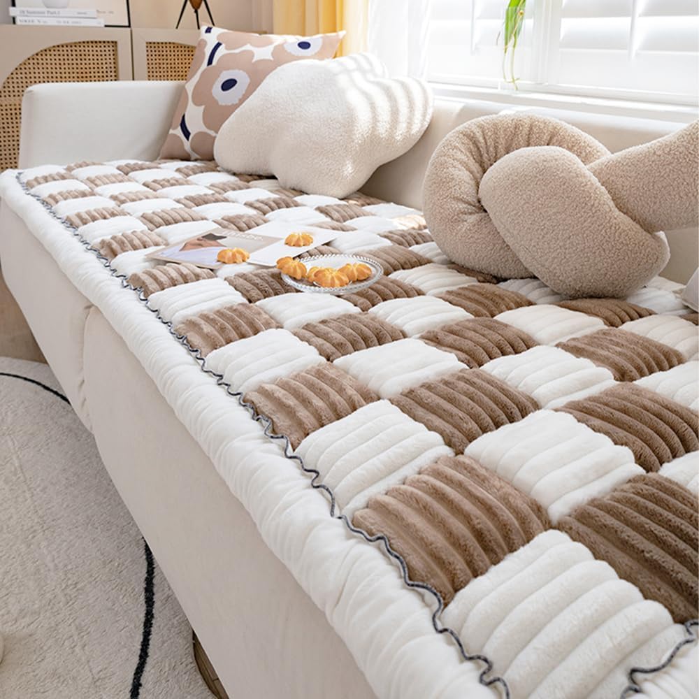 Couch Cover for Dogs Washable, Sofa Cover Protector, Couch Covers for 3 Cushion Couch Sofa Pet Friendly, Soft, Non Slip (27.6 x 82.7 Inch, Dark Brown)