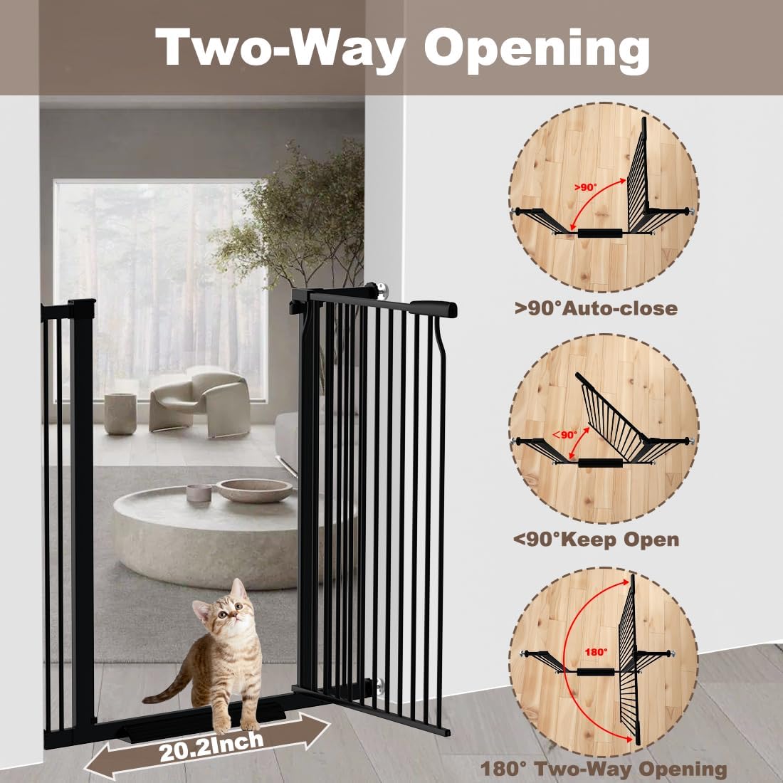 41" Extra Tall and Wide Pet Gate, 65.8-71.2 in Baby Gates with Door for Doorways Hallways, Walk Thru Large Dog Gate Indoor, Auto Close Long Child Safety Gates for Kids Puppy Doggie, Black
