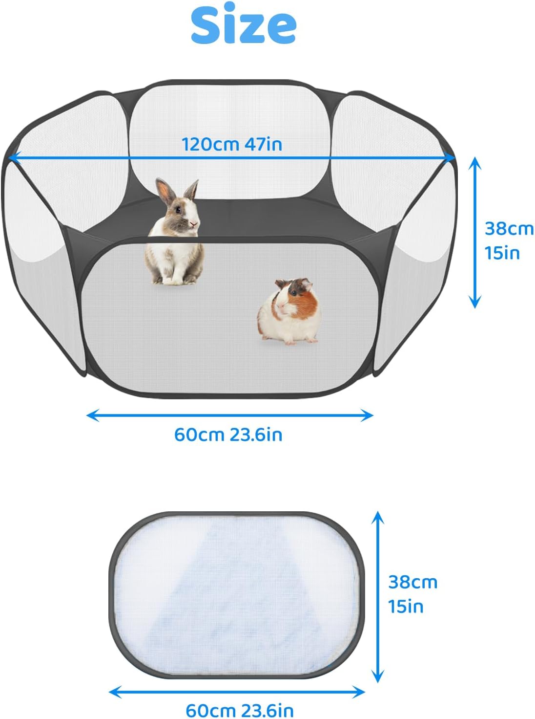 Amakunft Small Animals C&C Cage Tent, Breathable & Transparent Pet Playpen Pop Open Outdoor/Indoor Exercise Fence, Portable Yard Fence for Guinea Pig, Rabbits, Hamster, Chinchillas and Hedgehogs