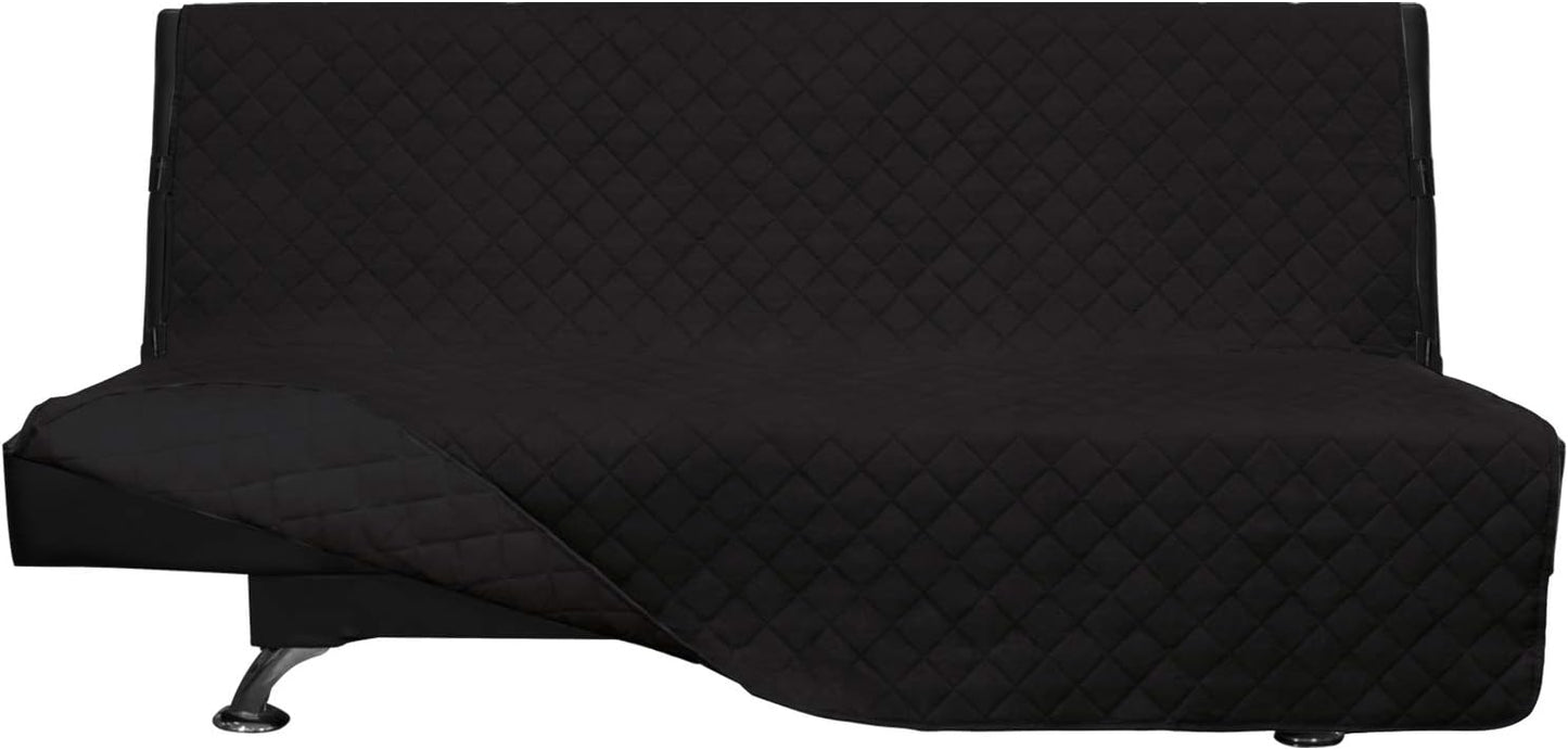 Easy-Going Futon Sofa Slipcover - Reversible Armless Couch Cover - Water Resistant for Pets & Kids (Black/Black)