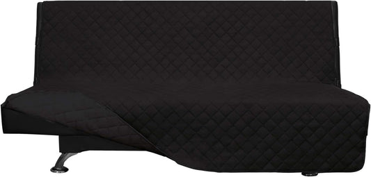 Easy-Going Futon Sofa Slipcover - Reversible Armless Couch Cover - Water Resistant for Pets & Kids (Black/Black)