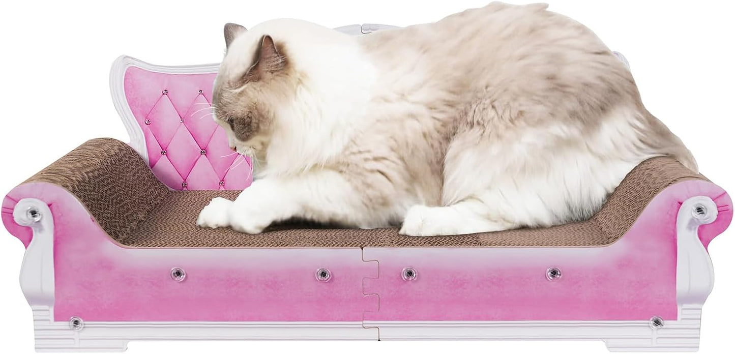Cat Sofa Shape Scratch Pad for Large Medium Small Indoor Cats,Larger-Sized Recyclable Reversible Cardboard Cat Couch for Resting Claw Grinding and Playing