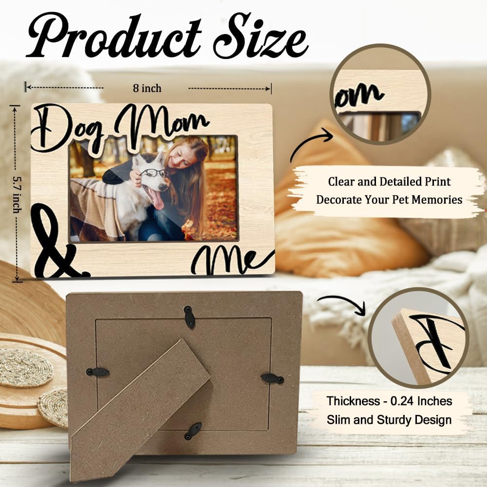 Dog Mom and Me Wooden Picture Frames Present for Dog Lover Pet Owner Women Girls Friends Puppy Memorial Keepsake Home Office Living Room Tabletop Decor Picture Picture Frames 4x6 Photo - YY015