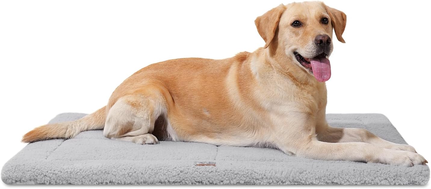 Low-Profile Dog Pad Mat for Extra Large Dogs, Washalbe Ultra Soft Dog Crate Mat, High Density Foam Pet Beds for Indoor & Outdoor Dogs, 44" x 32", Gray