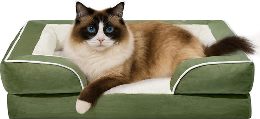 Comfort Expression Small Dog Beds Waterproof Cat Beds Orthopedic Foam Sofa Beds for Small Dogs Comfy Pet Bed with Washable Removable Cover & Non-Slip Bottom(XX-Small,Light Green)