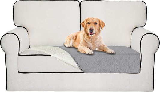 Easy-Going Waterproof Dog Bed Cover Reversible Leak Proof Pet Blanket Replacement Mat for Furniture Washable Couch Cover Sofa Cover for Dogs Cat(30x53 Inch, Light Gray/Ivory)