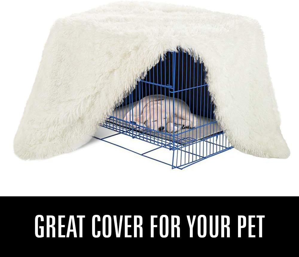 LOCHAS Luxury Fluffy Dog Blanket, Extra Soft and Warm Sherpa Fleece Pet Blankets for Dogs Cats, Plush Furry Faux Fur Puppy Throw Cover, 20''x30'' Cream White