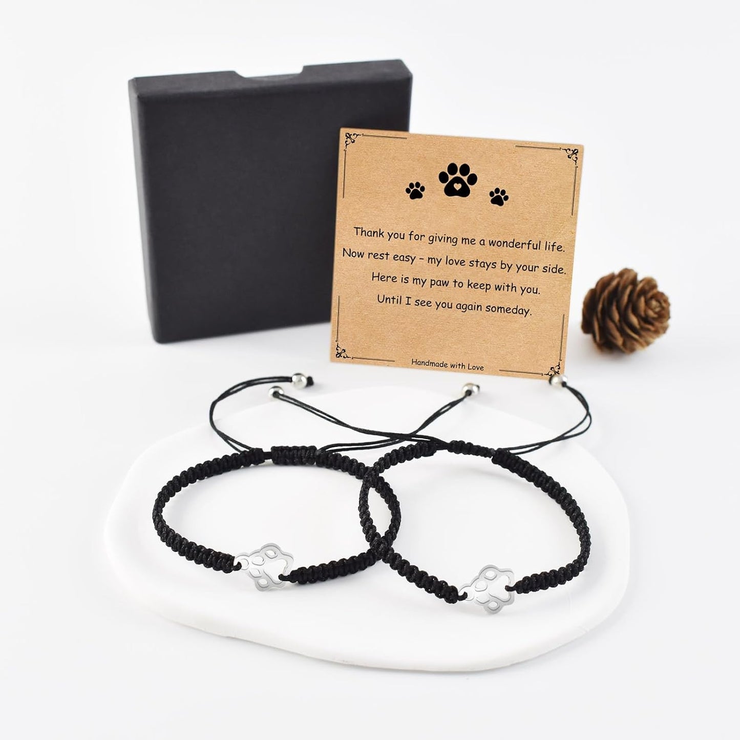 Dog Memorial Gifts for Loss of Dog Sympathy Gift, Paw Print Friendship Bracelets Dogs Passing Away Sympathy Gifts for Cat & Dogs Lover