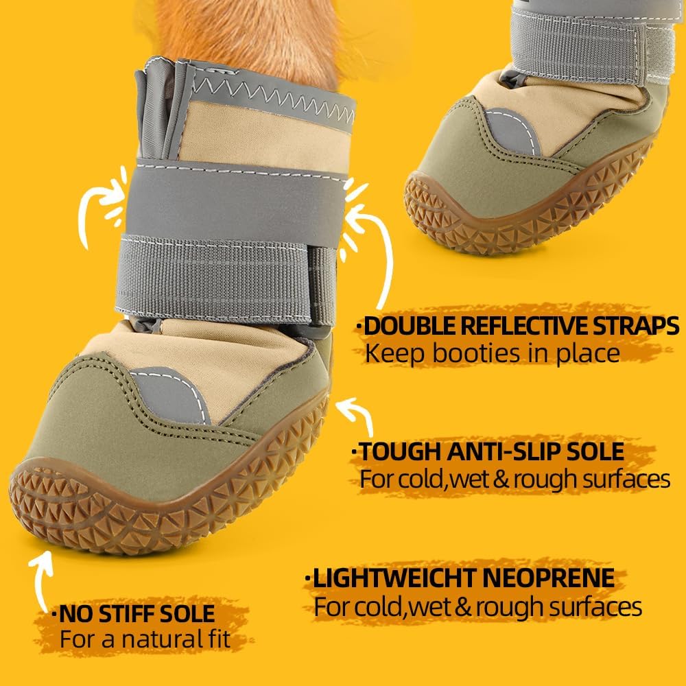 Dog Shoes for Small Dogs, Dog Boots & Paw Protectors for Hardwood Floors, Outdoor Dog Booties for Hot Pavement Winter Snow Hiking, Waterproof Dog Shoes with Reflective Strips Size 2