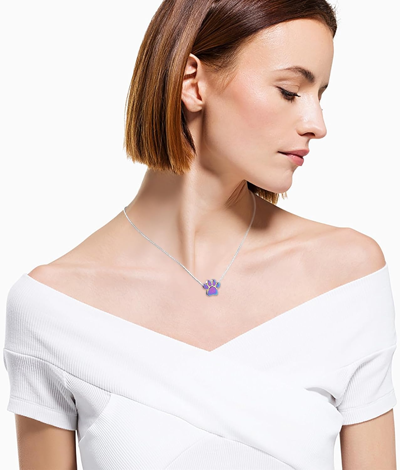 Pet Urns For Dogs/Cats - Pet Ashes Necklace - Paw Print Urn Necklace with Mini Keepsake Urn Memorial Ash Jewelry