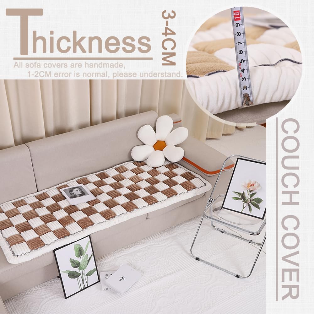 Couch Cover for Dogs Washable, Sofa Cover Protector, Couch Covers for 3 Cushion Couch Sofa Pet Friendly, Soft, Non Slip (27.6 x 70.9 Inch, Dark Brown)