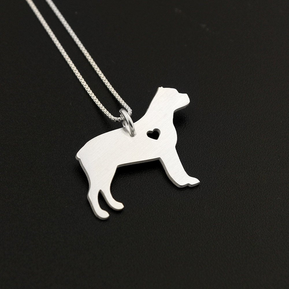 Cane Corso necklace sterling silver dog breeds pendant w/Heart - Love Pet Jewelry Italian chain Women Best Cute Gift, Memorial Gift