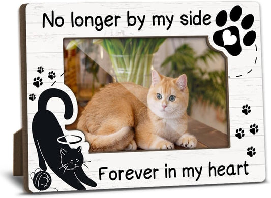 Cat Memorial Photo Frames Dog and Cat Loss Remembrance Gift Sympathy Keepsake for Pet Lovers Condolence Present for Pet Owner No Longer by my Side Forever in my Heart Picture Frames 4x6 Photo - YY008