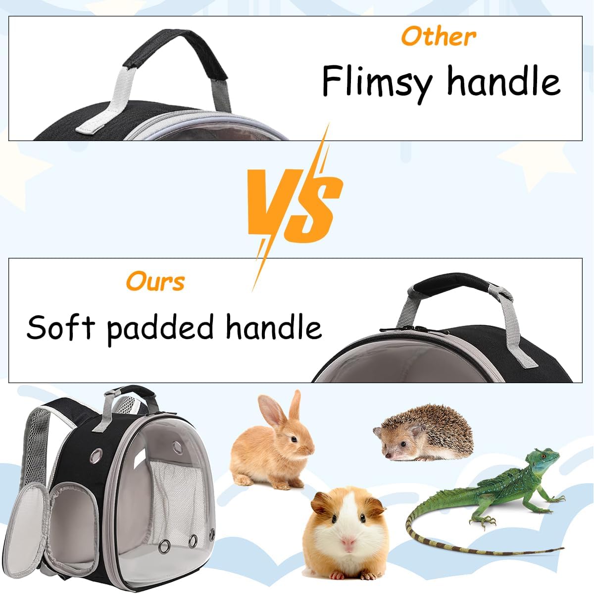 Guinea Pig Backpack, Space Capsule Bubble Window Small Animal Backpack for Guinea Pig, Bird Bunny Rabbit