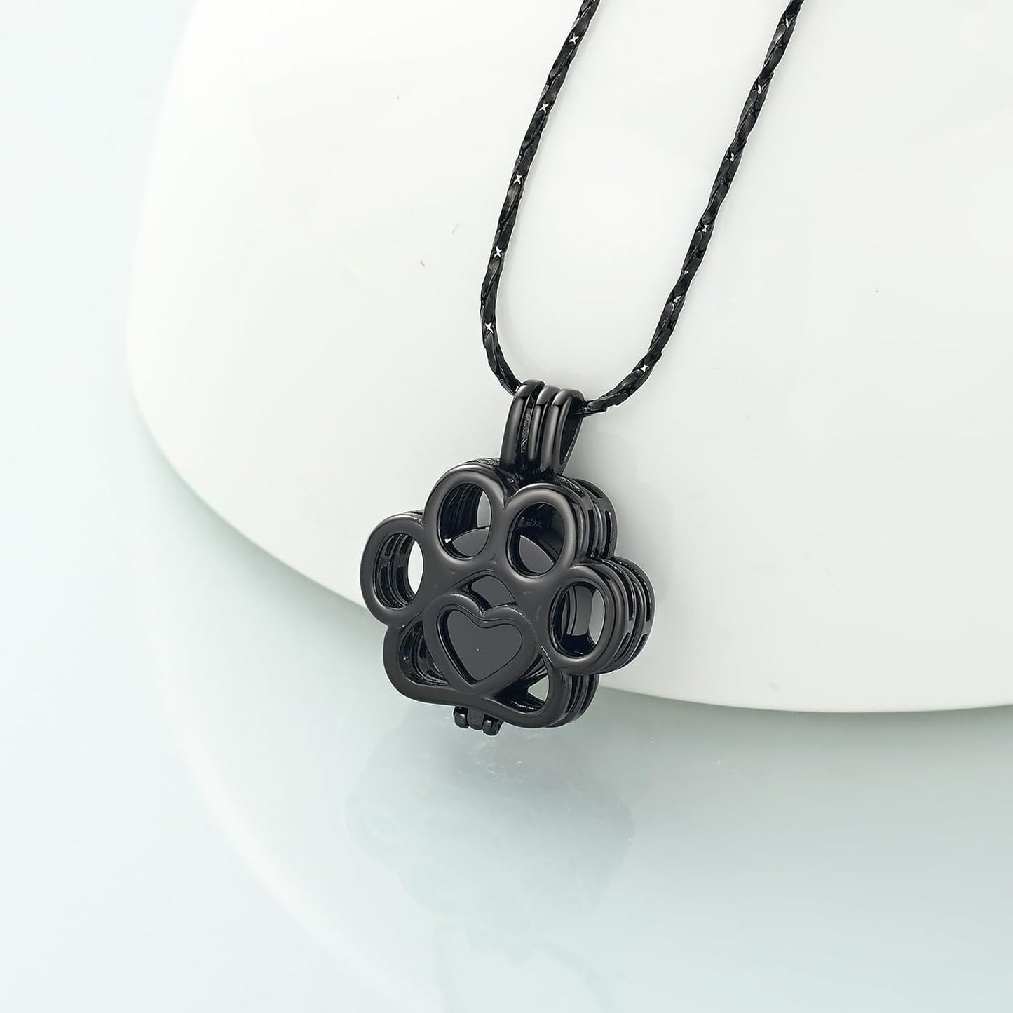 Imrsanl Pet Ashes Necklace Cremation Jewelry for Cat Dog Ashes Pendant Paw Print Urn Necklace for Women Men Keepsake Jewelry for Memorial Locket