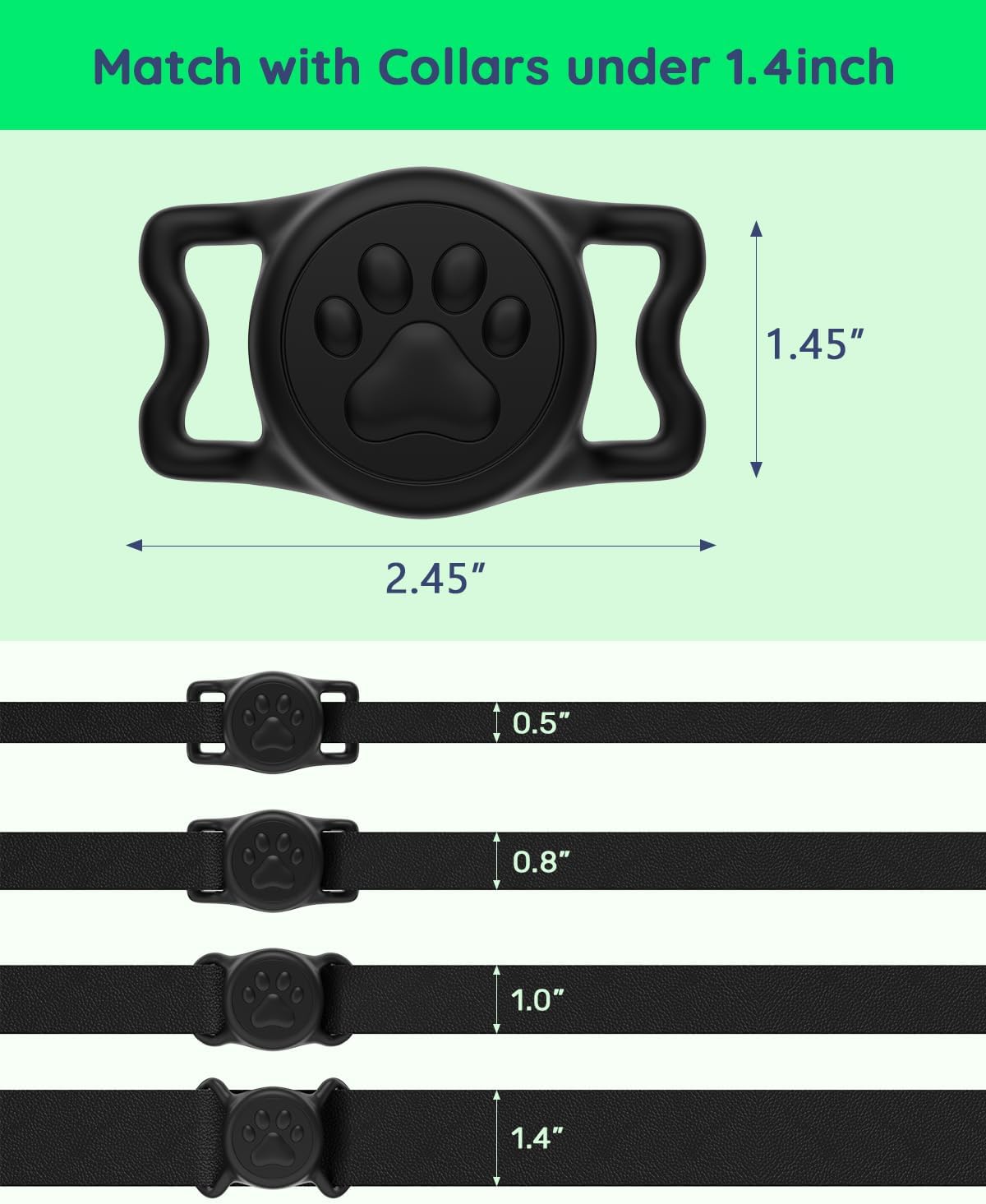 IP68 Waterpoof Dog Air tag Holder, Stretchy Silicone Full Body Covered Apple Air Tag Holder for Dog Cat Collar Fit All Width Collar (Black1, 1 Pack)