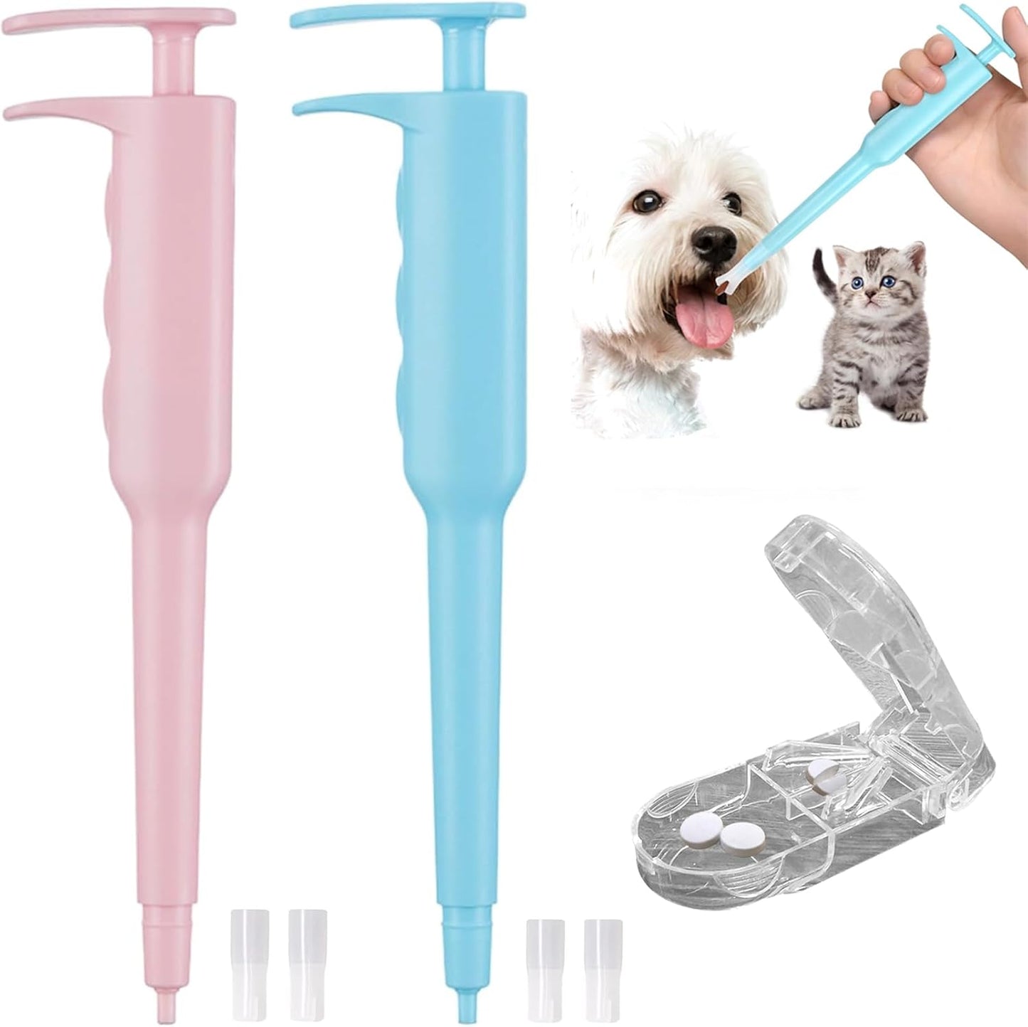 Cat Pill Shooter 3-in-1 Kit, Pet Piller Gun Dog Pill Shooter Cat Tablet Soft Tip Syringe and Medical Feeding Liquid Dispenser Tool for Small Animal
