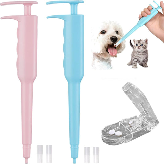 Cat Pill Shooter 3-in-1 Kit, Pet Piller Gun Dog Pill Shooter Cat Tablet Soft Tip Syringe and Medical Feeding Liquid Dispenser Tool for Small Animal